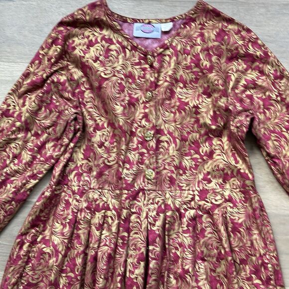 Conversation Pieces Dress Women Medium Floral Gold Holidays Maxi Cotton Flare - Picture 7 of 13